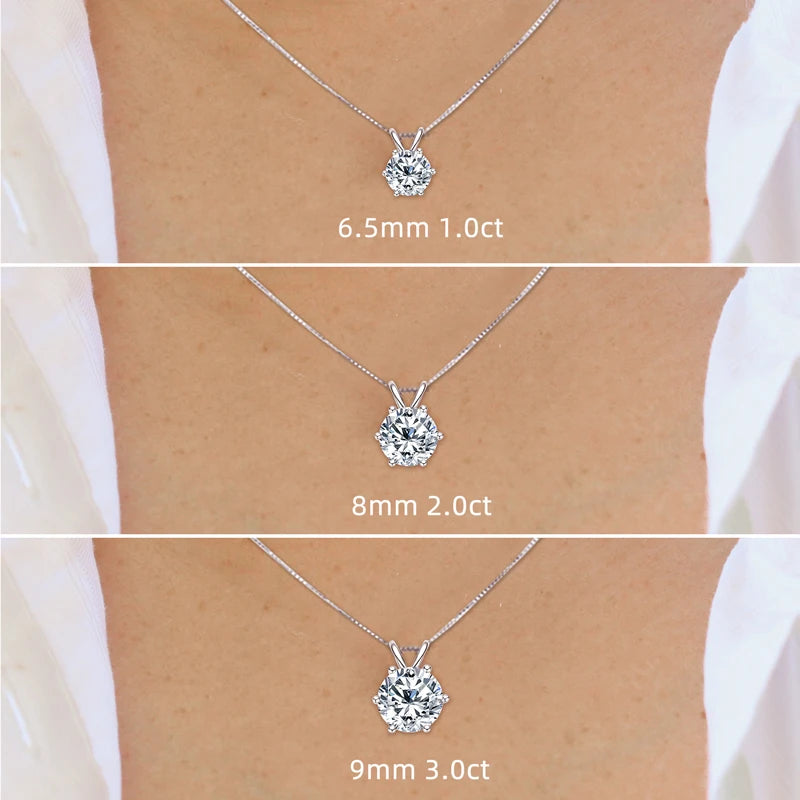 Moissanite Clavicle Solitaire Necklace in 925 Sterling Silver or 14K Gold Plated, view 2, Ratnali Jewels