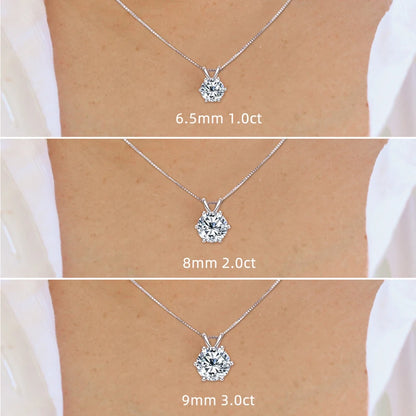 Moissanite Clavicle Solitaire Necklace in 925 Sterling Silver or 14K Gold Plated, view 2, Ratnali Jewels