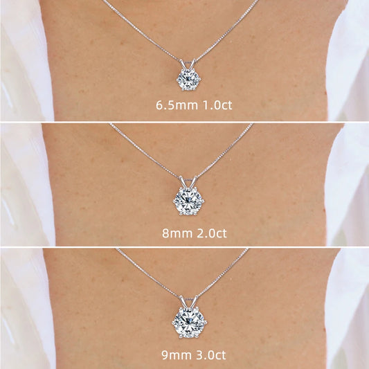 Moissanite Clavicle Solitaire Necklace in 925 Sterling Silver or 14K Gold Plated, view 2, Ratnali Jewels