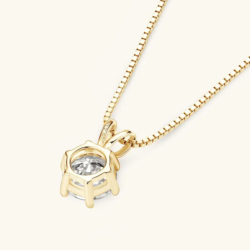 Moissanite Clavicle Solitaire Necklace in 925 Sterling Silver or 14K Gold Plated, view 5, Ratnali Jewels