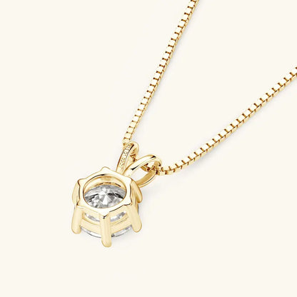 Moissanite Clavicle Solitaire Necklace in 925 Sterling Silver or 14K Gold Plated, view 5, Ratnali Jewels