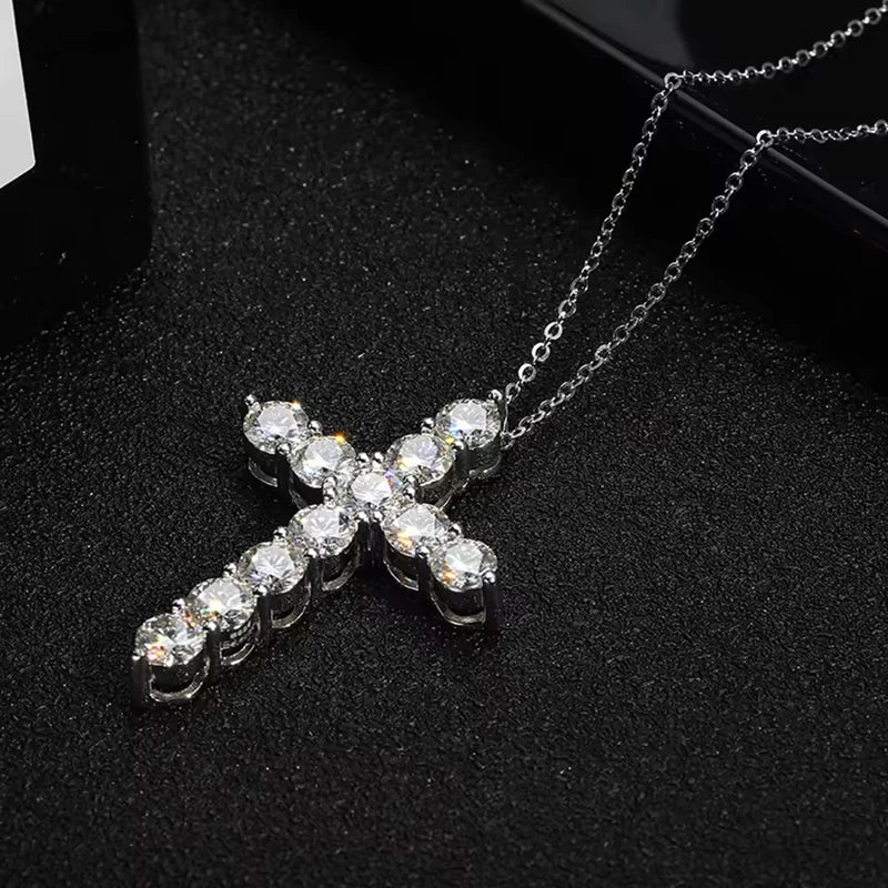 Moissanite Cross Pendant Necklace in 14K Gold Filled, Ratnali Jewels