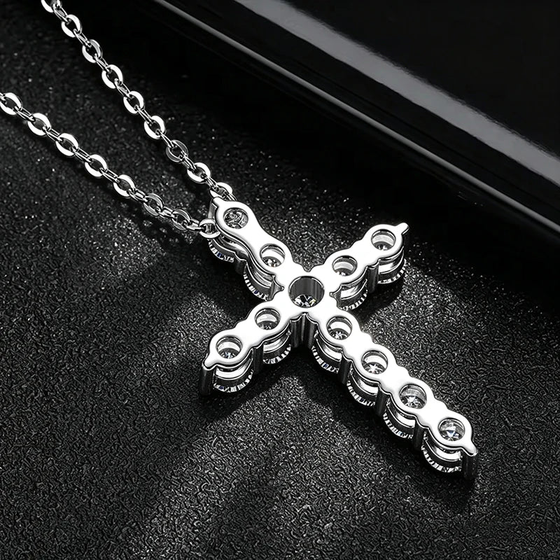 Moissanite Cross Pendant Necklace in 14K Gold Filled, view 2, Ratnali Jewels