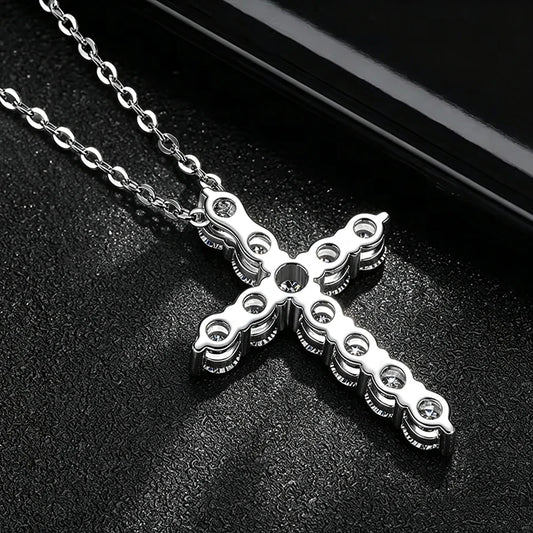 Moissanite Cross Pendant Necklace in 14K Gold Filled, view 2, Ratnali Jewels