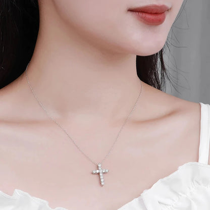 Moissanite Cross Pendant Necklace in 14K Gold Filled, view 4, Ratnali Jewels