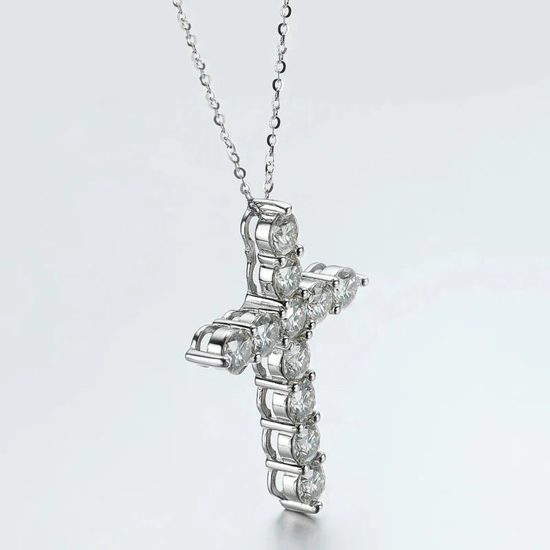 Moissanite Cross Pendant Necklace in 14K Gold Filled, view 5, Ratnali Jewels