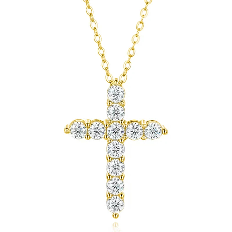 Moissanite Cross Pendant Necklace in 14K Gold Filled, view 6, Ratnali Jewels