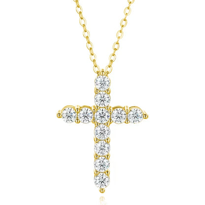 Moissanite Cross Pendant Necklace in 14K Gold Filled, view 6, Ratnali Jewels