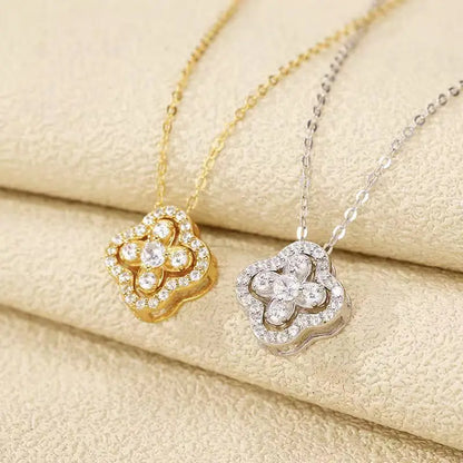 Moissanite Four-Leaf Clover Necklace in 14K Gold Filled, view 3, Ratnali Jewels