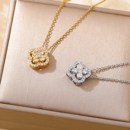 Moissanite Four-Leaf Clover Necklace in 14K Gold Filled, view 4, Ratnali Jewels