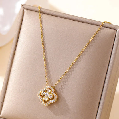 Moissanite Four-Leaf Clover Necklace in 14K Gold Filled, view 6, Ratnali Jewels