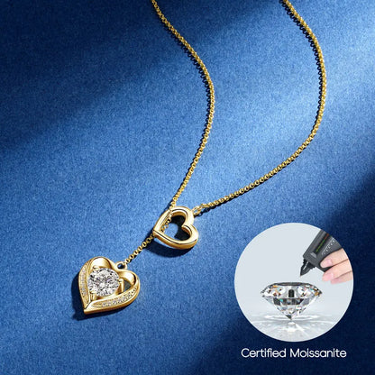 Moissanite Heart Necklace in Sterling Silver, Ratnali Jewels