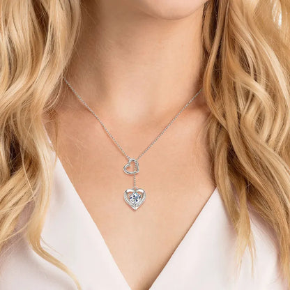 Moissanite Heart Necklace in Sterling Silver, view 5, Ratnali Jewels