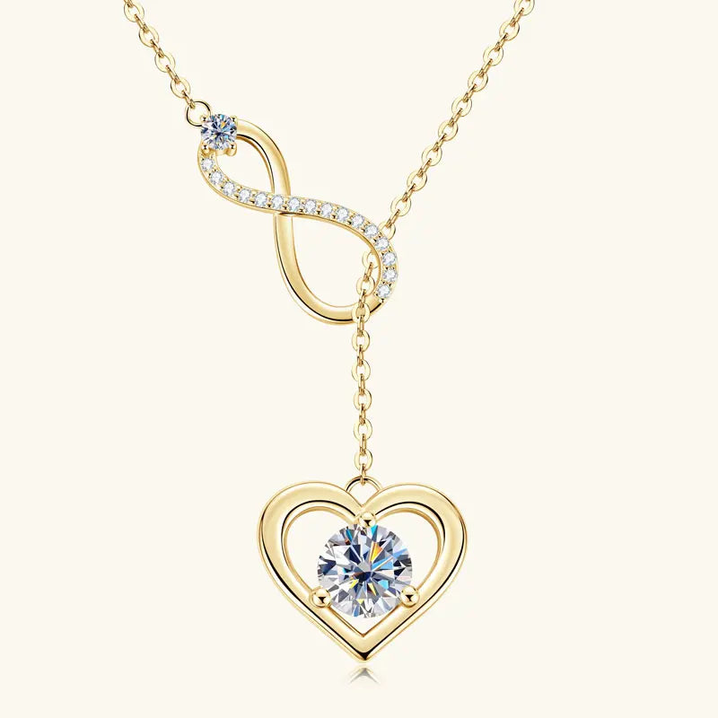 Moissanite Heart Necklace in Sterling Silver, view 6, Ratnali Jewels