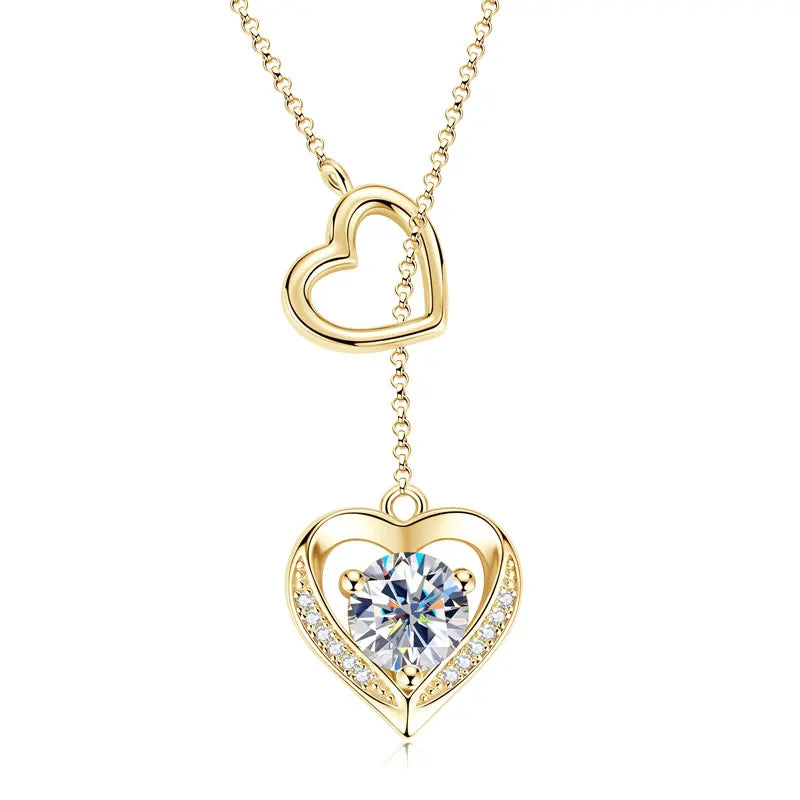 Moissanite Heart Necklace in Sterling Silver, view 8, Ratnali Jewels