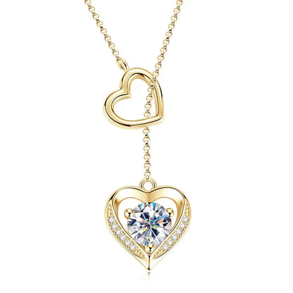 Moissanite Heart Necklace in Sterling Silver, view 8, Ratnali Jewels