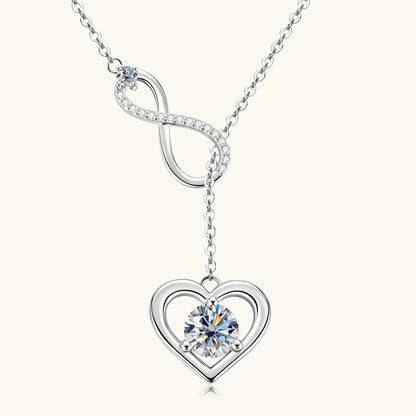 Moissanite Heart Necklace in Sterling Silver, view 9, Ratnali Jewels