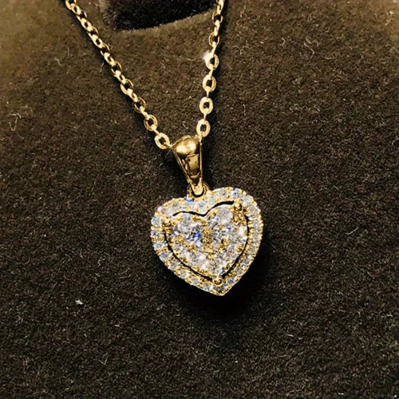 Moissanite Heart Pendant Necklace in 14K Gold Filled, Ratnali Jewels