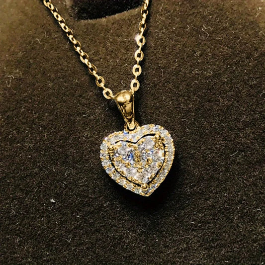 Moissanite Heart Pendant Necklace in 14K Gold Filled, Ratnali Jewels