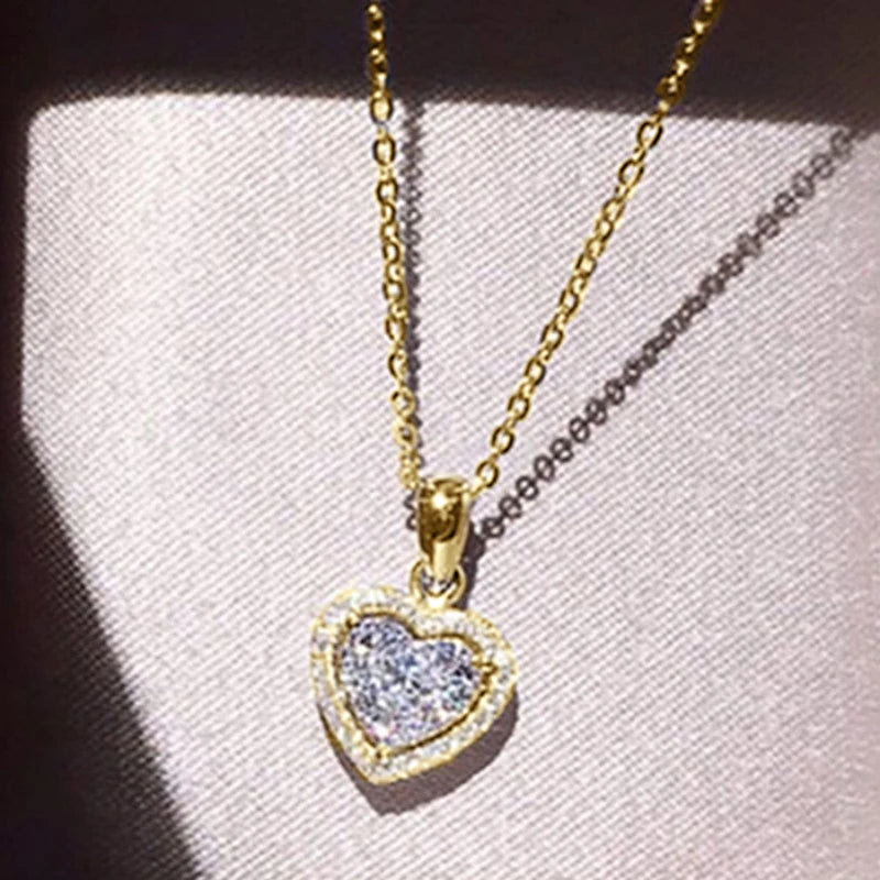 Moissanite Heart Pendant Necklace in 14K Gold Filled, view 3, Ratnali Jewels