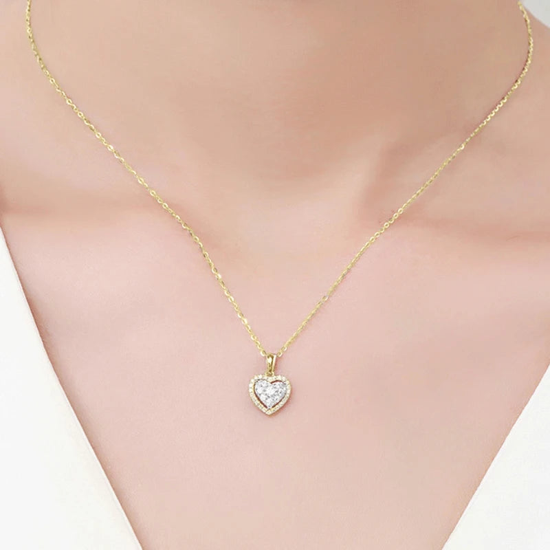 Moissanite Heart Pendant Necklace in 14K Gold Filled, view 5, Ratnali Jewels