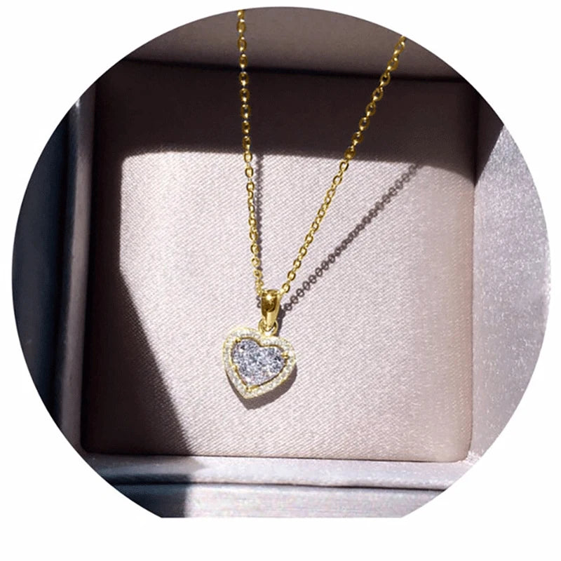 Moissanite Heart Pendant Necklace in 14K Gold Filled, view 6, Ratnali Jewels