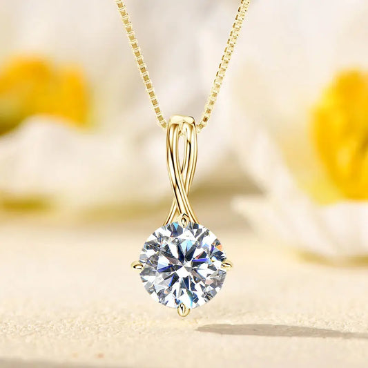 Moissanite Infinity Pendant Necklace in 925 Sterling Silver, Ratnali Jewels