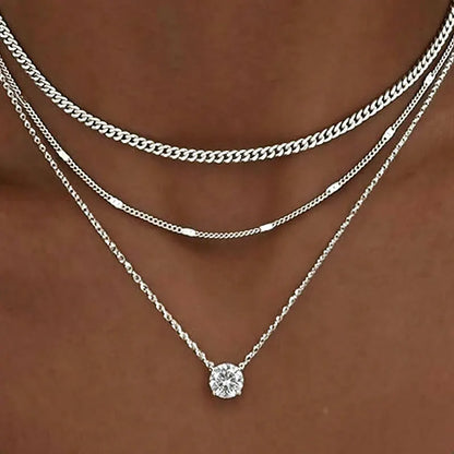 Moissanite Layered Necklace Set in 14K Gold Filled, view 6, Ratnali Jewels