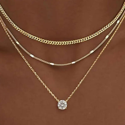 Moissanite Layered Necklace Set in 14K Gold Filled, view 7, Ratnali Jewels