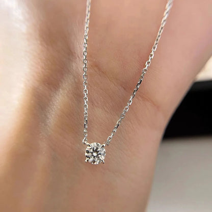Moissanite Mini Solitaire Necklace in 925 Sterling Silver, Ratnali Jewels