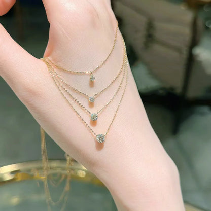 Moissanite Mini Solitaire Necklace in 925 Sterling Silver, view 3, Ratnali Jewels