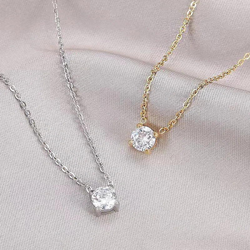 Moissanite Mini Solitaire Necklace in 925 Sterling Silver, view 6, Ratnali Jewels