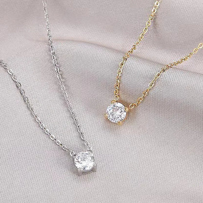 Moissanite Mini Solitaire Necklace in 925 Sterling Silver, view 6, Ratnali Jewels