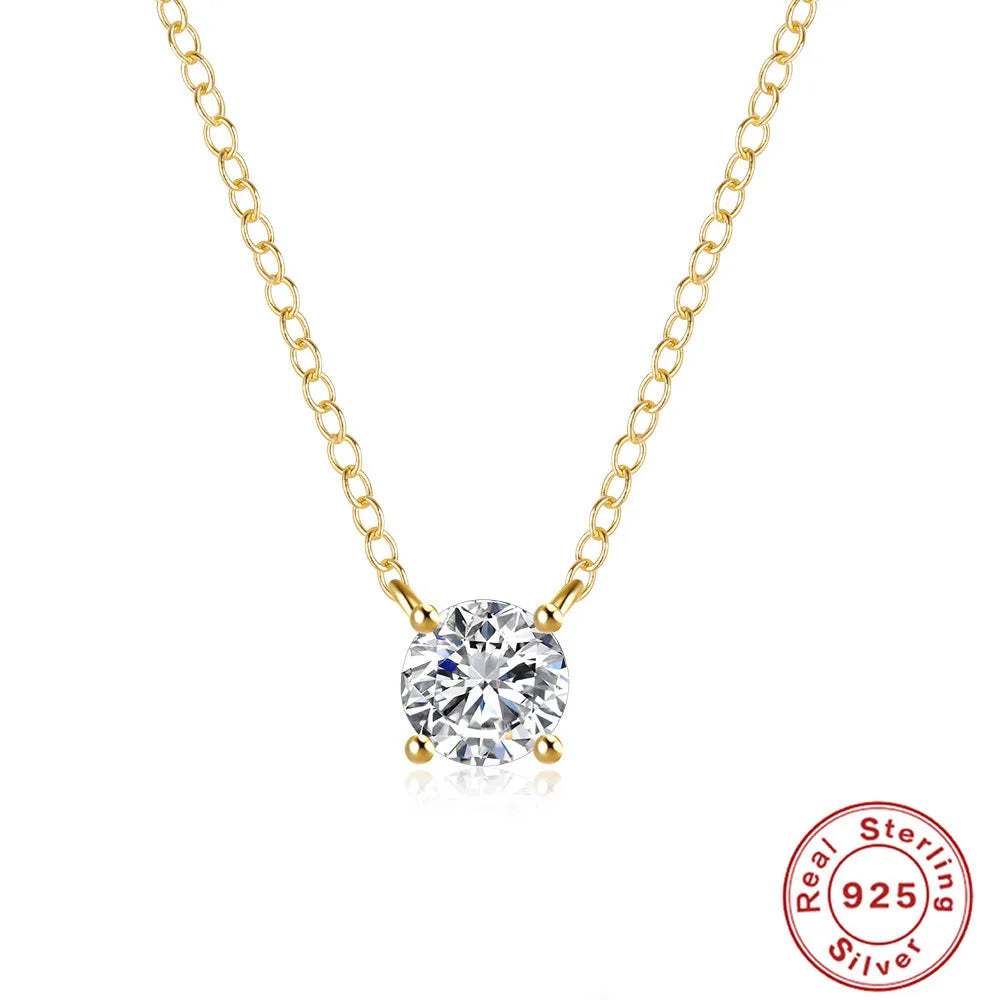 Moissanite Mini Solitaire Necklace in 925 Sterling Silver, view 7, Ratnali Jewels