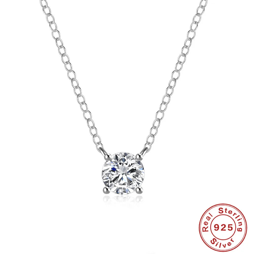 Moissanite Mini Solitaire Necklace in 925 Sterling Silver, view 8, Ratnali Jewels