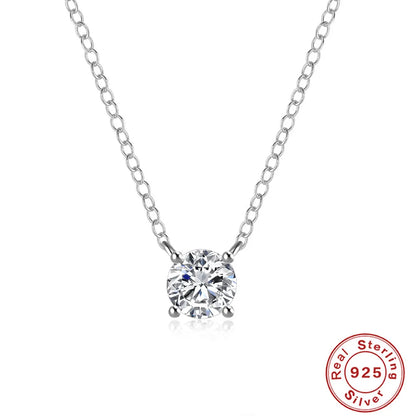 Moissanite Mini Solitaire Necklace in 925 Sterling Silver, view 8, Ratnali Jewels