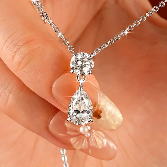 Moissanite Pear Drop Pendant Necklace in 14K Gold Filled, Ratnali Jewels