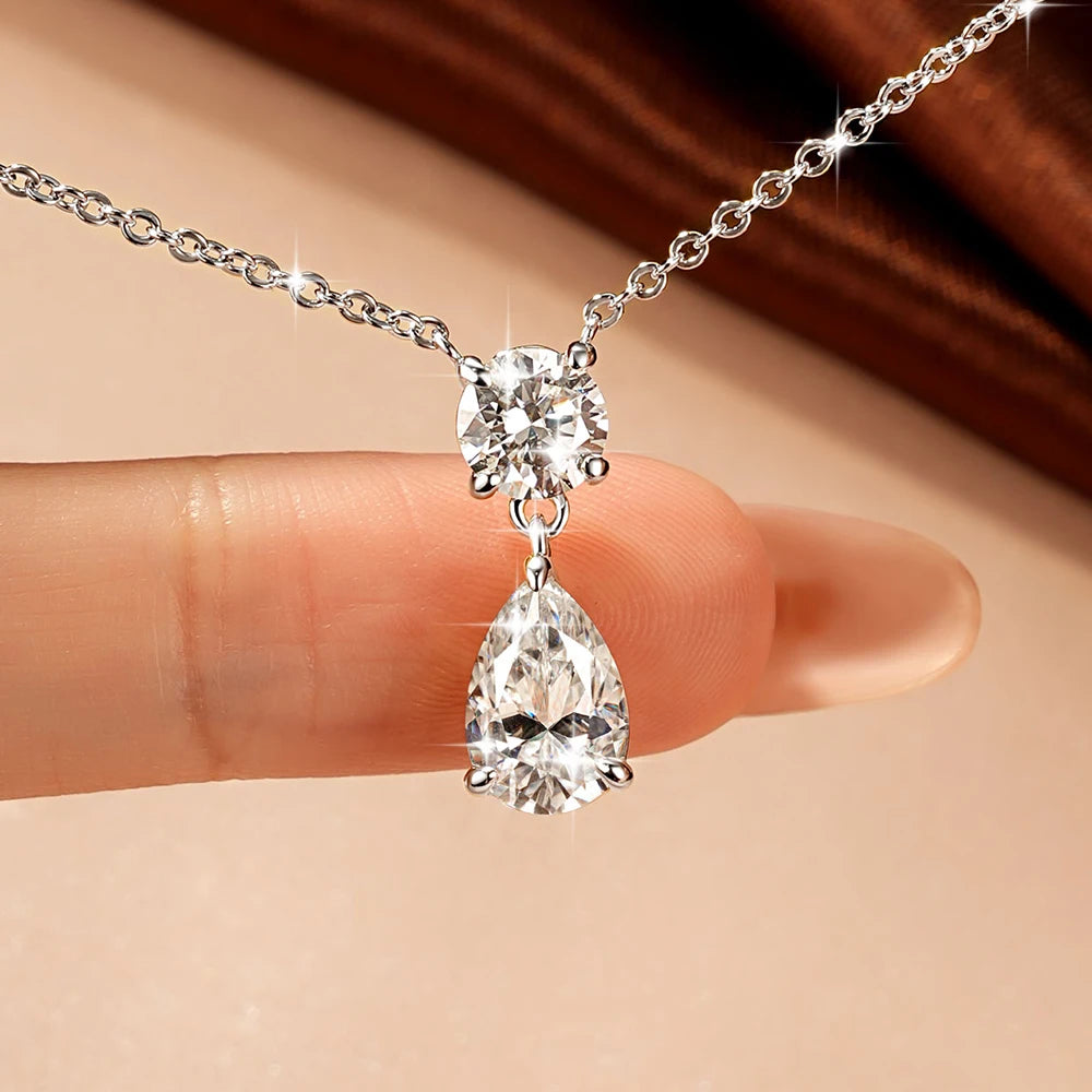 Moissanite Pear Drop Pendant Necklace in 14K Gold Filled, view 2, Ratnali Jewels