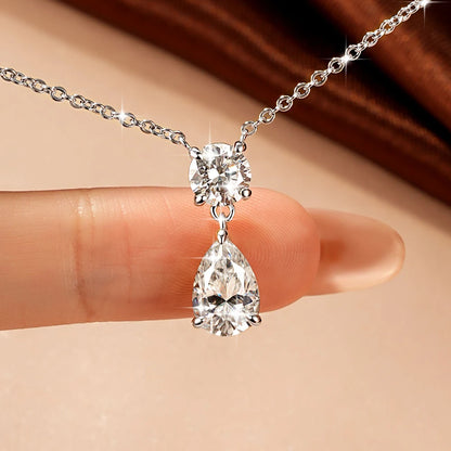 Moissanite Pear Drop Pendant Necklace in 14K Gold Filled, view 2, Ratnali Jewels