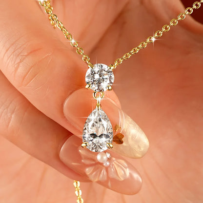 Moissanite Pear Drop Pendant Necklace in 14K Gold Filled, view 3, Ratnali Jewels