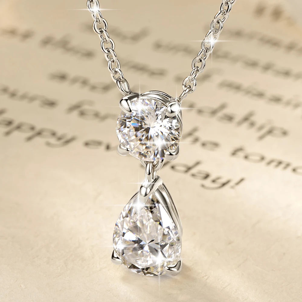 Moissanite Pear Drop Pendant Necklace in 14K Gold Filled, view 5, Ratnali Jewels