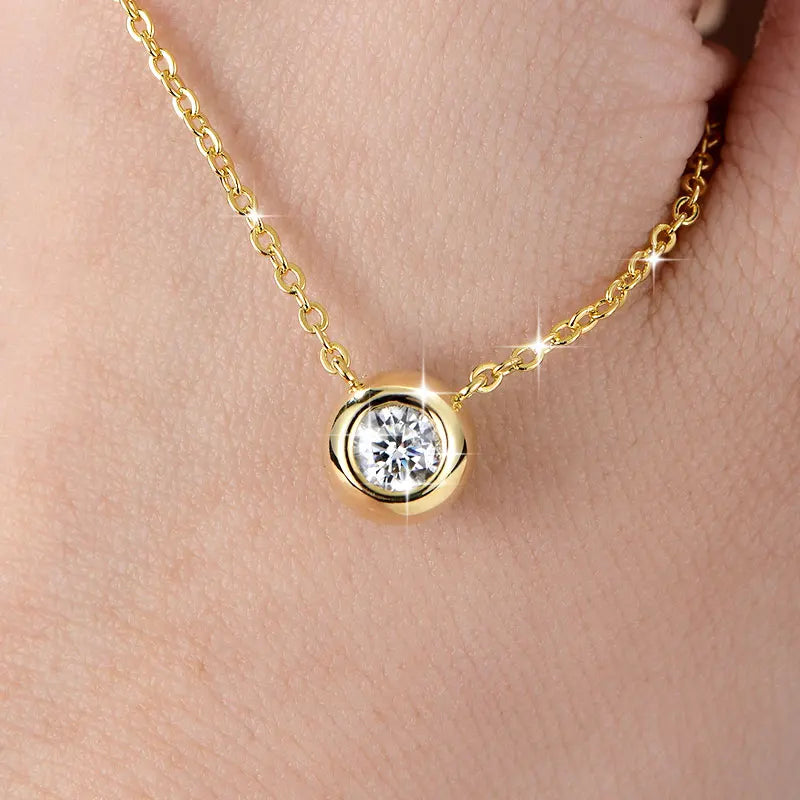 Moissanite Round Solitaire Necklace in 14K Gold Filled, Ratnali Jewels