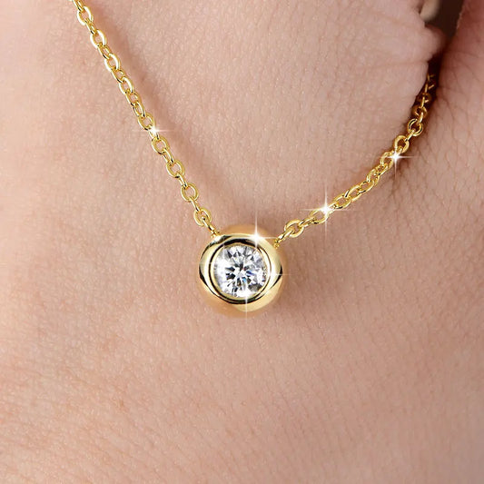 Moissanite Round Solitaire Necklace in 14K Gold Filled, Ratnali Jewels
