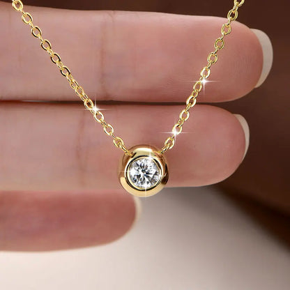 Moissanite Round Solitaire Necklace in 14K Gold Filled, view 2, Ratnali Jewels