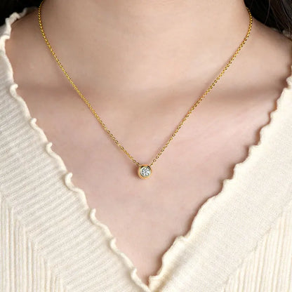 Moissanite Round Solitaire Necklace in 14K Gold Filled, view 3, Ratnali Jewels