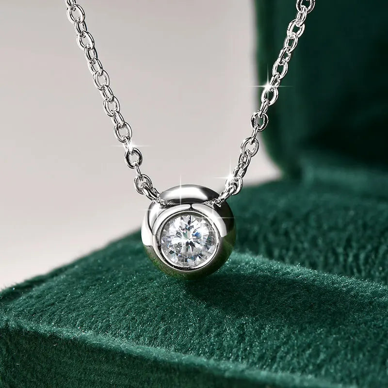 Moissanite Round Solitaire Necklace in 14K Gold Filled, view 6, Ratnali Jewels