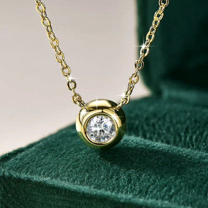 Moissanite Round Solitaire Necklace in 14K Gold Filled, view 7, Ratnali Jewels