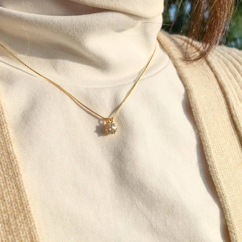 Moissanite Solitaire Charm Necklace in 14K Gold Filled, view 2, Ratnali Jewels