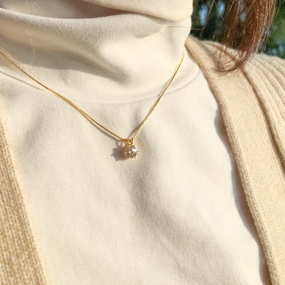 Moissanite Solitaire Charm Necklace in 14K Gold Filled, view 2, Ratnali Jewels