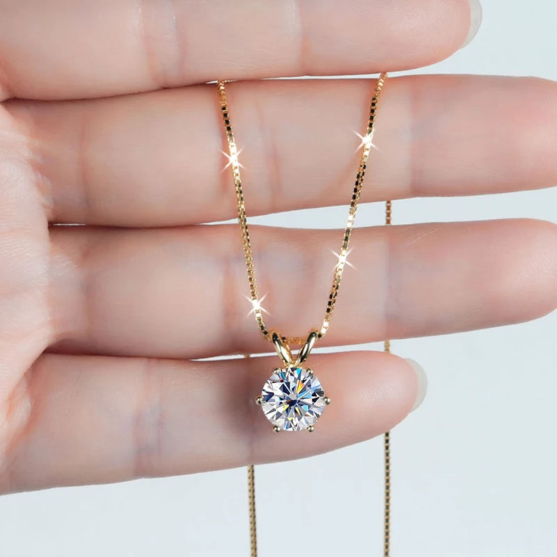 Moissanite Solitaire Charm Necklace in 14K Gold Filled, view 4, Ratnali Jewels